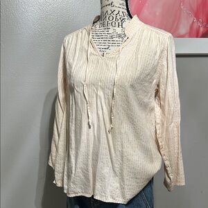 Old Navy Cream Blouse with Tie Neck